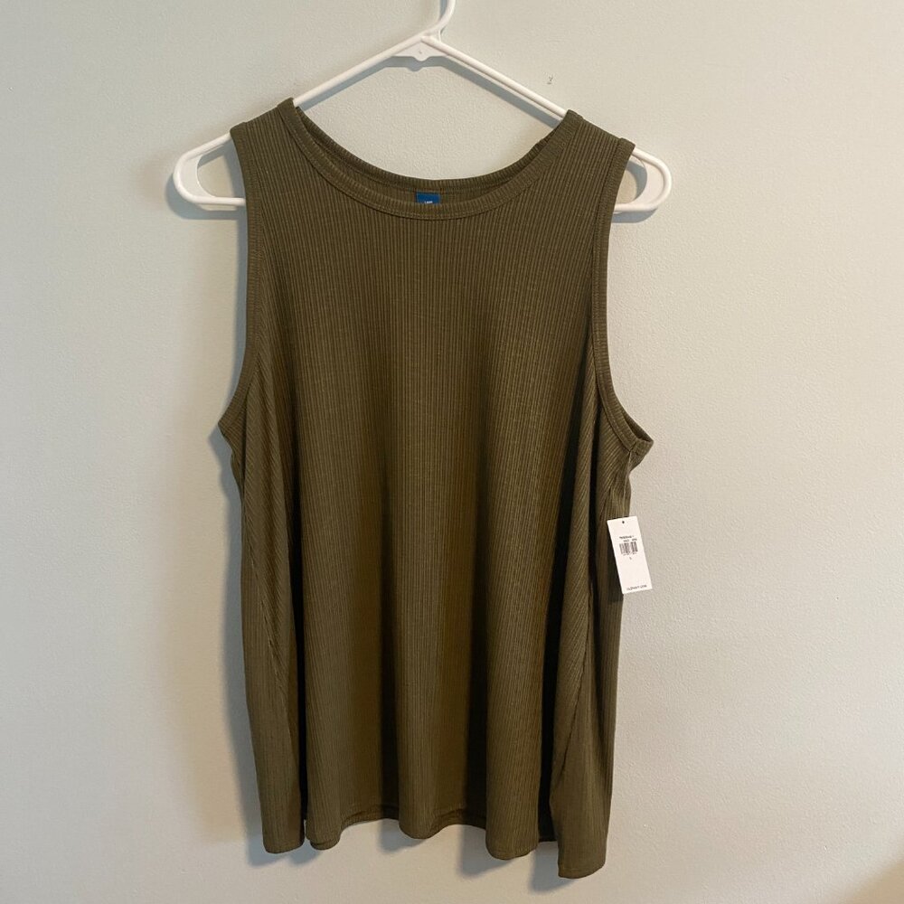 Old Navy Luxe Sleeveless Top Ribbed Olive - NWT - Picture 4 of 6